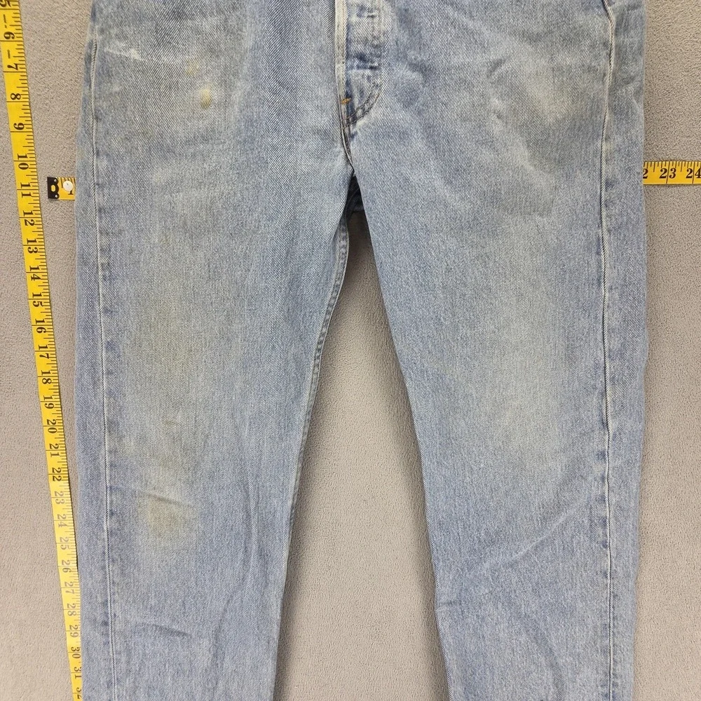 Vintage Levis 501 Jeans Mens Blue Light Wash Made In USA Button Fly Fits 31x30